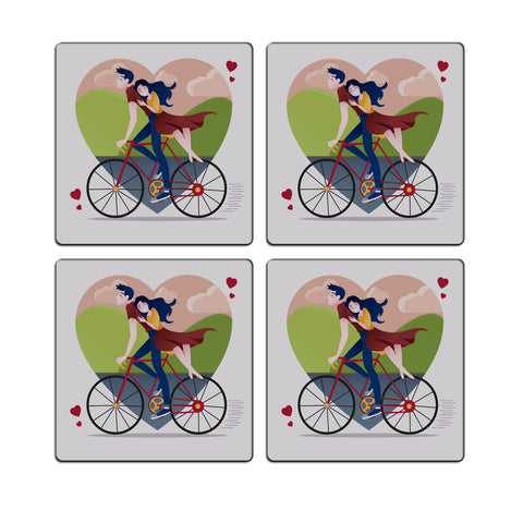 MDF Coasters  4 X 4 INCH |Beautiful Digitally Printed| Set of 4 |love in cycle pattern