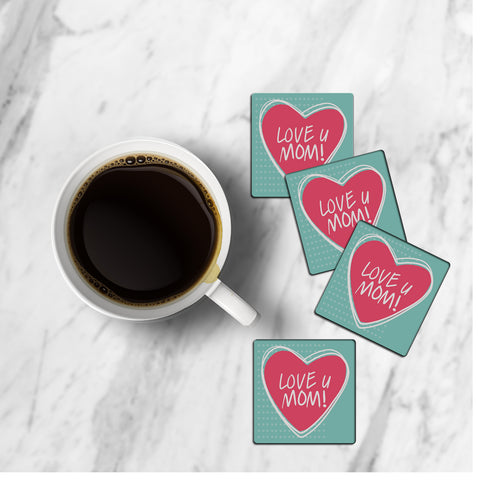 MDF Coasters  4 X 4 INCH |Beautiful Digitally Printed| Set of 4 |mom love 9 pattern